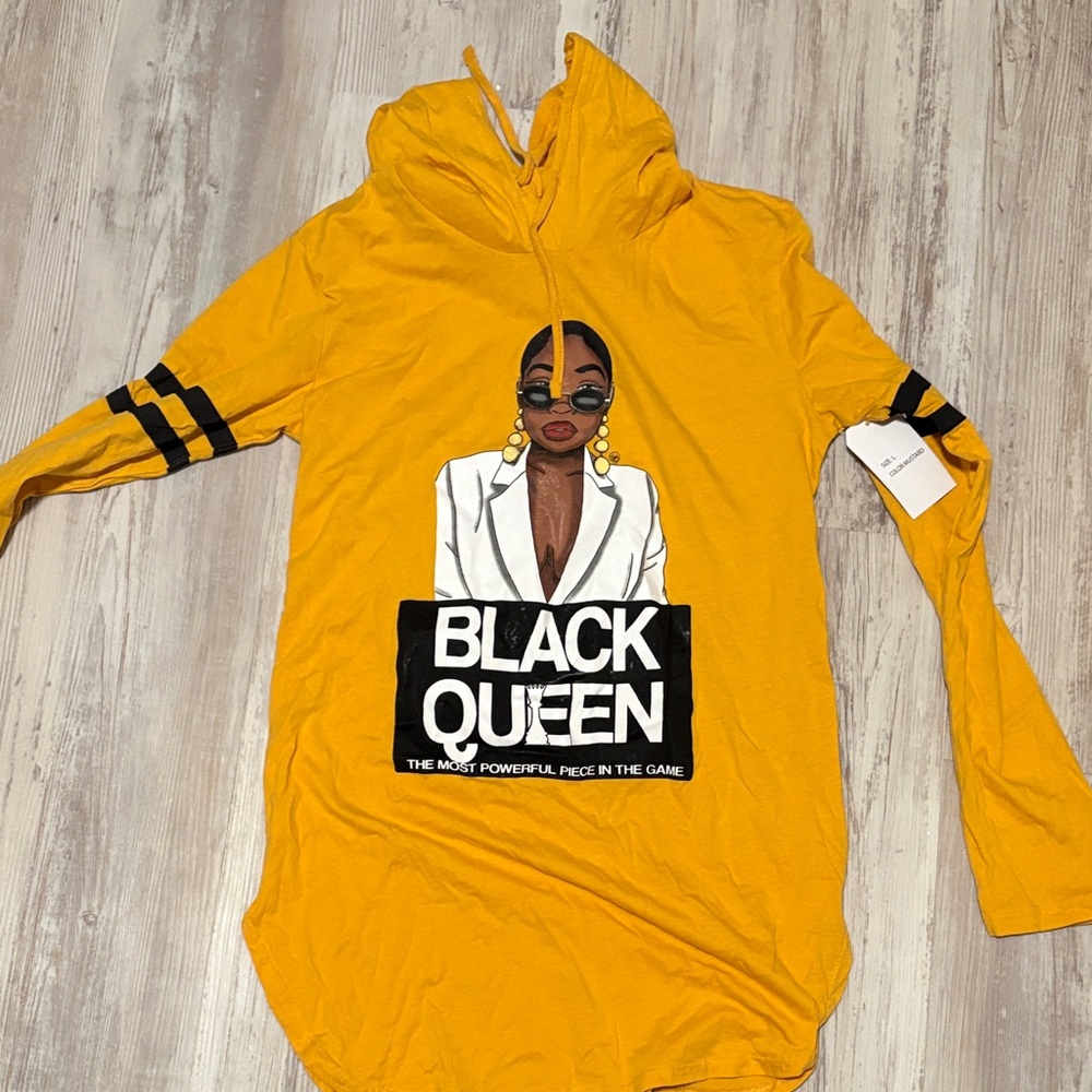 On Fire Mustard Yellow Graphic Hoodie Top